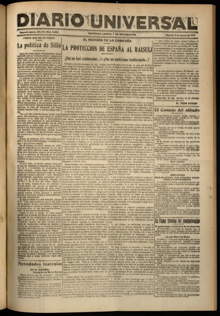 Miniatura de Diario Universal del 6 de marzo de 1922