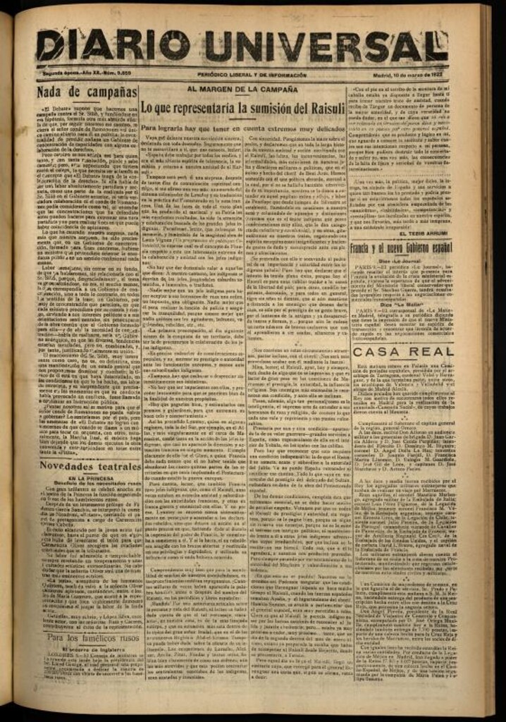 Miniatura de Diario Universal del 10 de marzo de 1922