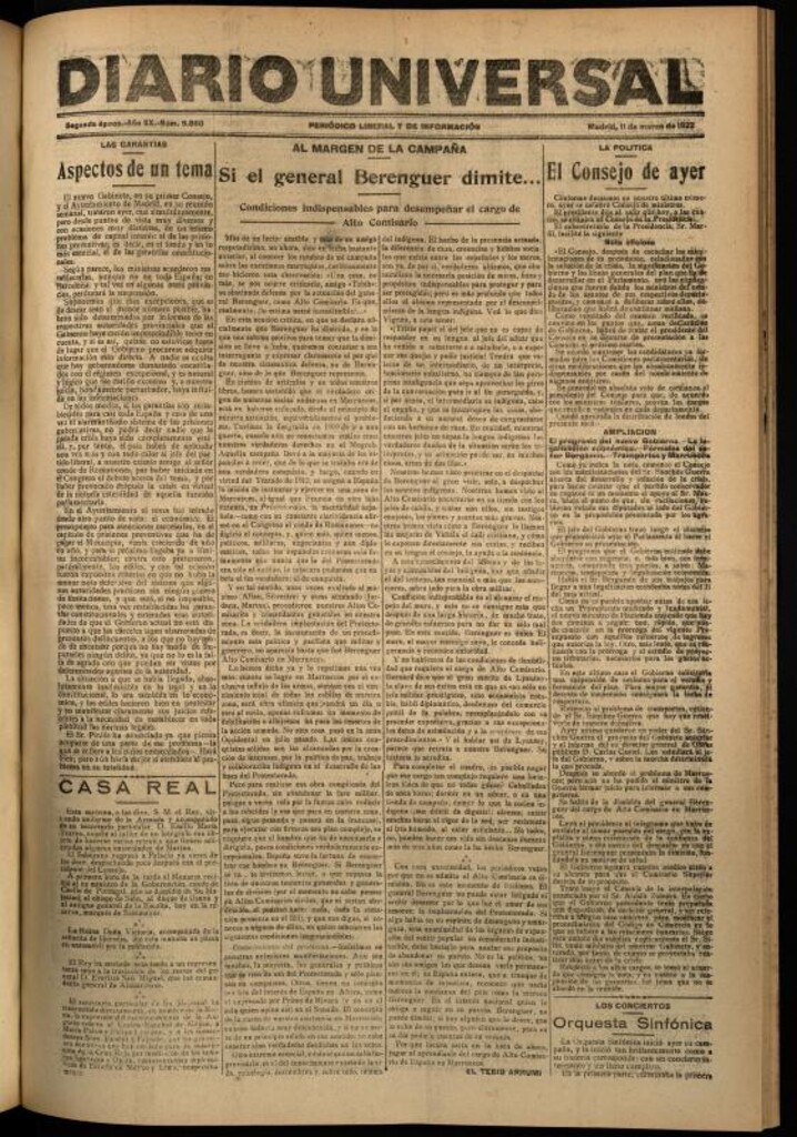 Miniatura de Diario Universal del 11 de marzo de 1922