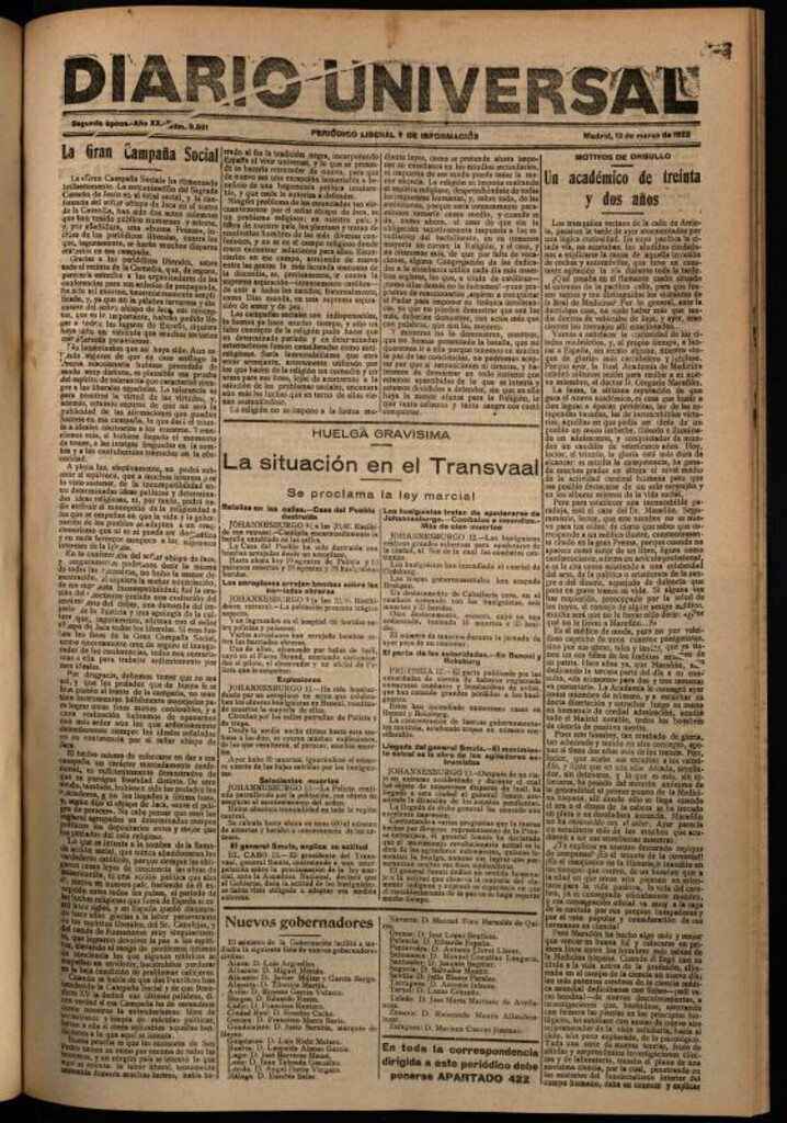 Miniatura de Diario Universal del 13 de marzo de 1922