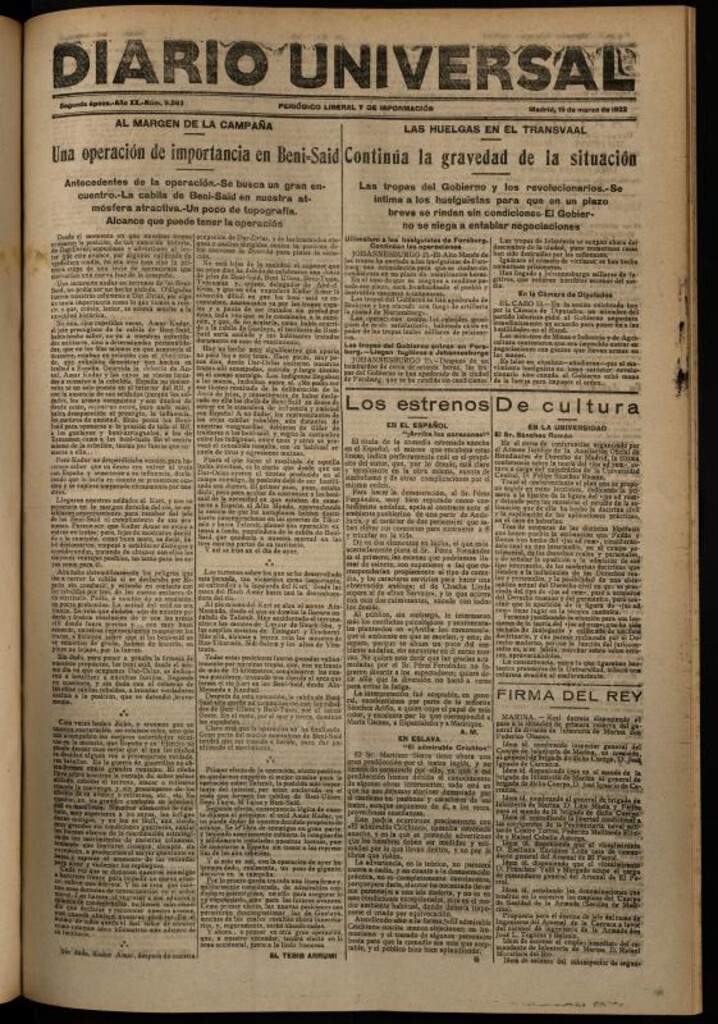 Miniatura de Diario Universal del 15 de marzo de 1922