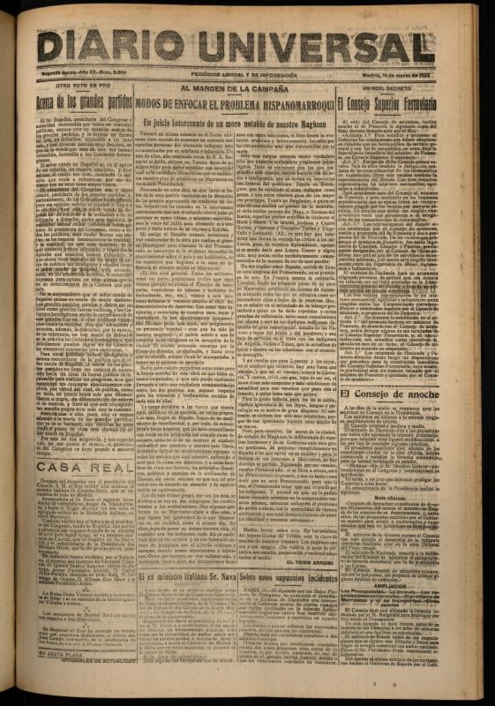 Miniatura de Diario Universal del 16 de marzo de 1922