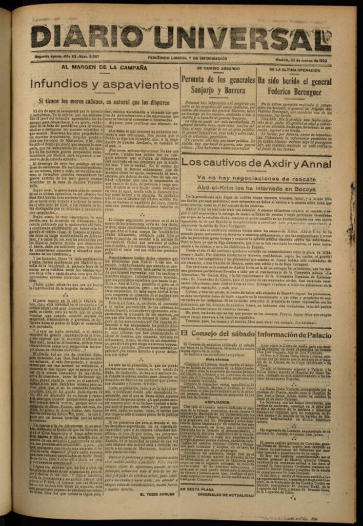 Miniatura de Diario Universal del 20 de marzo de 1922