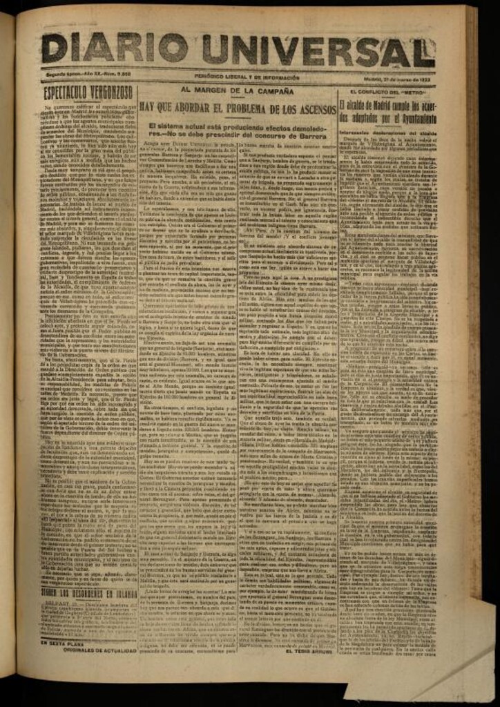 Miniatura de Diario Universal del 21 de marzo de 1922