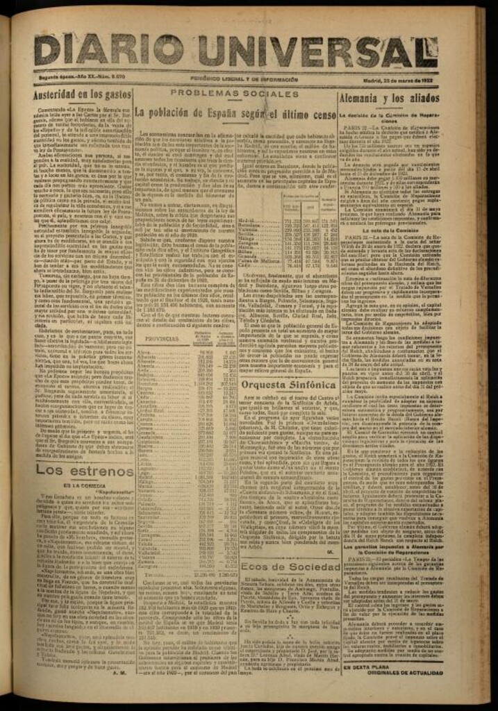 Miniatura de Diario Universal del 23 de marzo de 1922