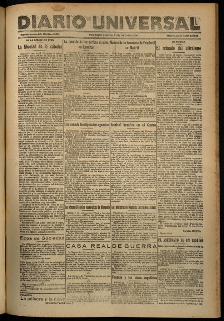 Miniatura de Diario Universal del 25 de marzo de 1922