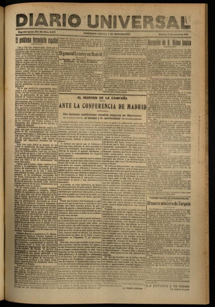 Miniatura de Diario Universal del 27 de marzo de 1922