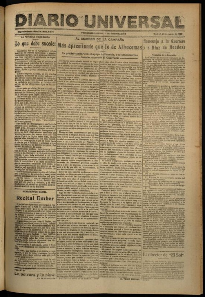 Miniatura de Diario Universal del 28 de marzo de 1922