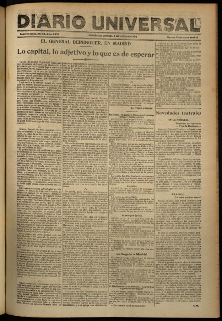 Miniatura de Diario Universal del 29 de marzo de 1922