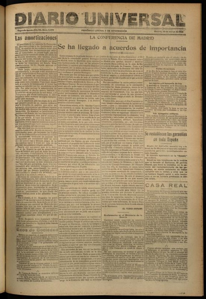 Miniatura de Diario Universal del 30 de marzo de 1922