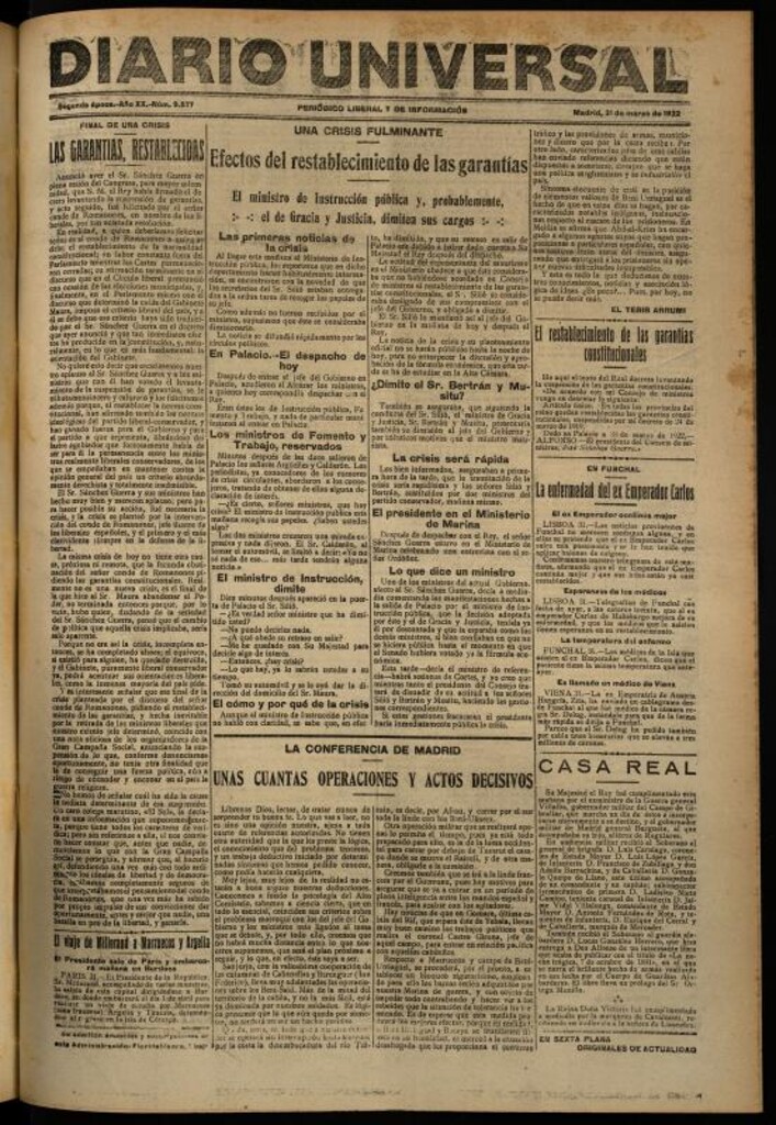 Miniatura de Diario Universal del 31 de marzo de 1922