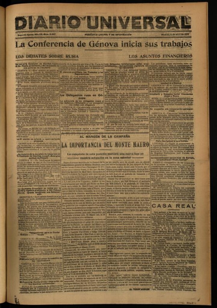 Miniatura de Diario Universal del 12 de abril de 1922