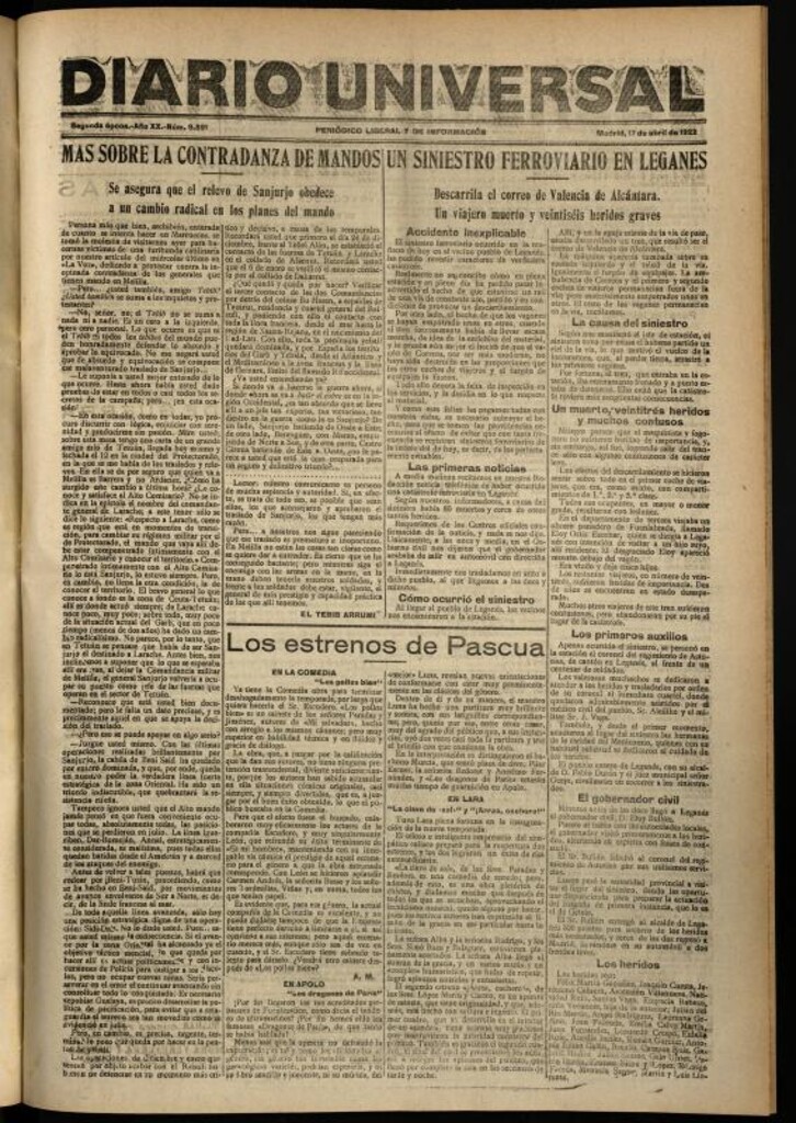 Miniatura de Diario Universal del 17 de abril de 1922