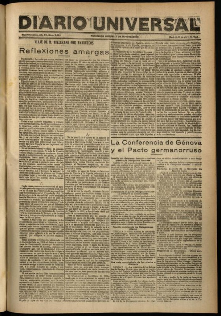 Miniatura de Diario Universal del 19 de abril de 1922
