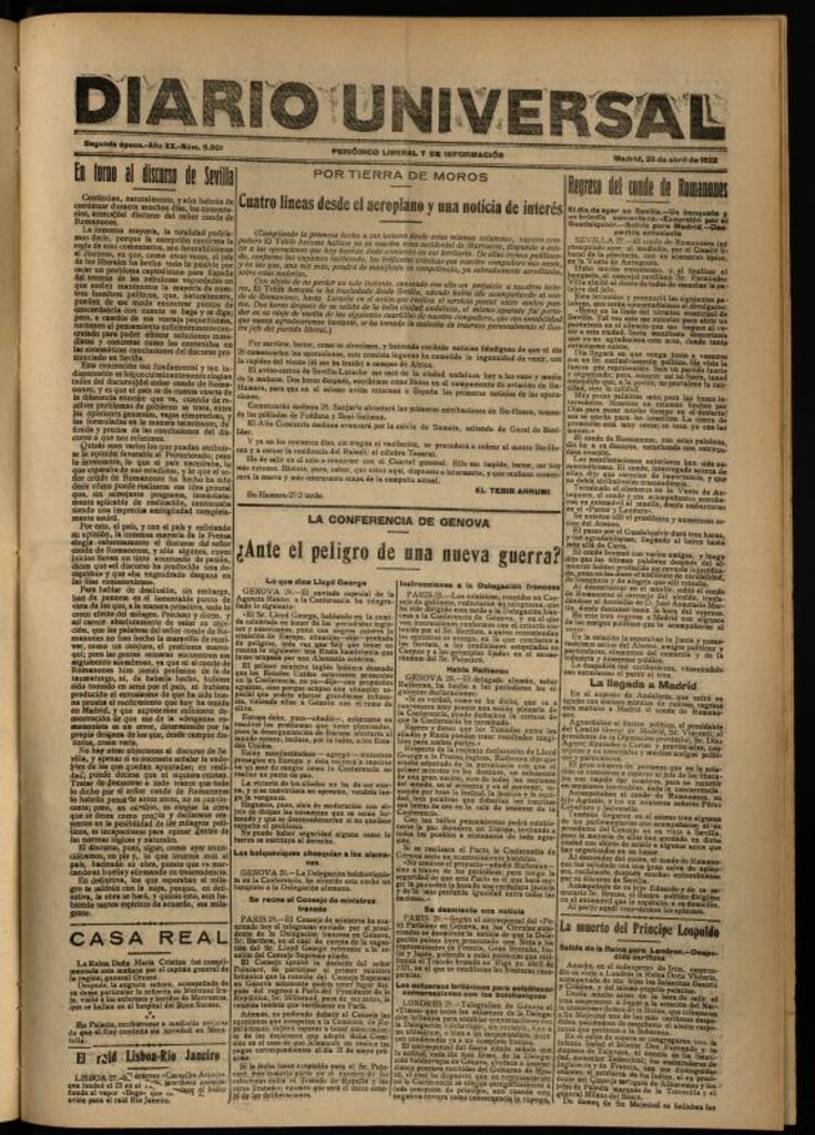 Miniatura de Diario Universal del 28 de abril de 1922