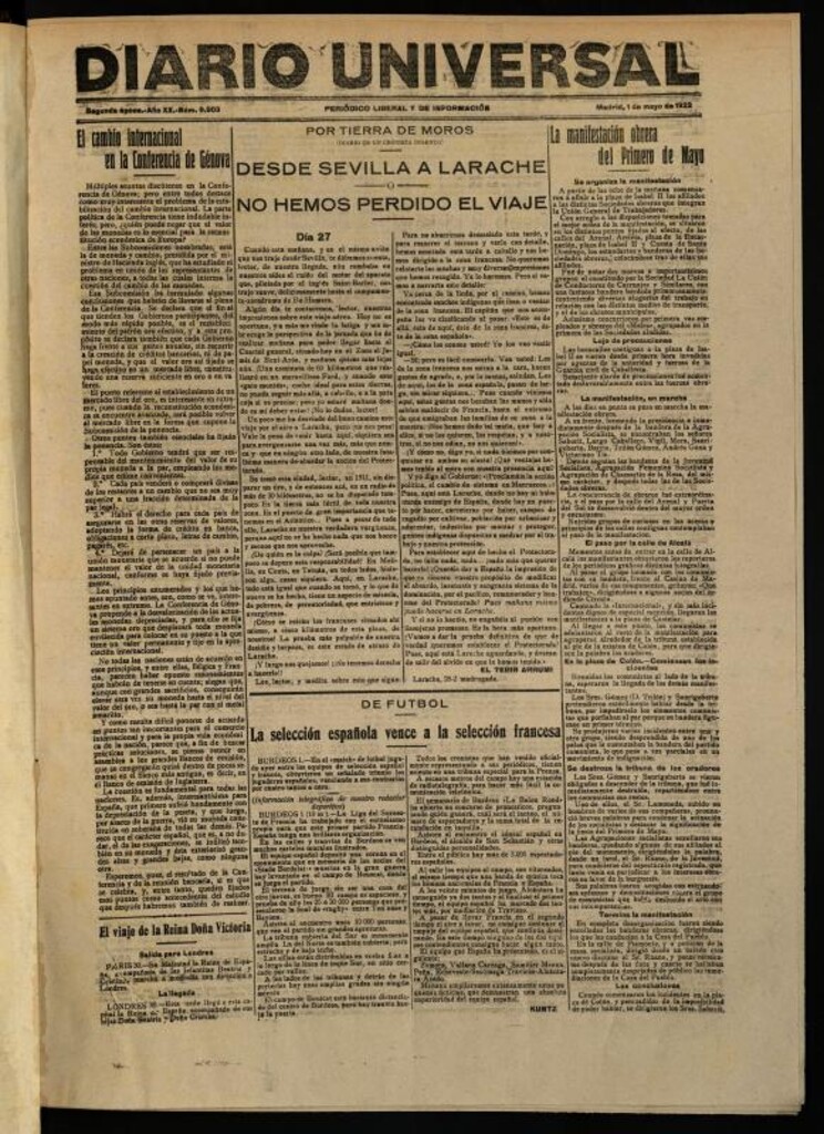 Miniatura de Diario Universal del 1 de mayo de 1922