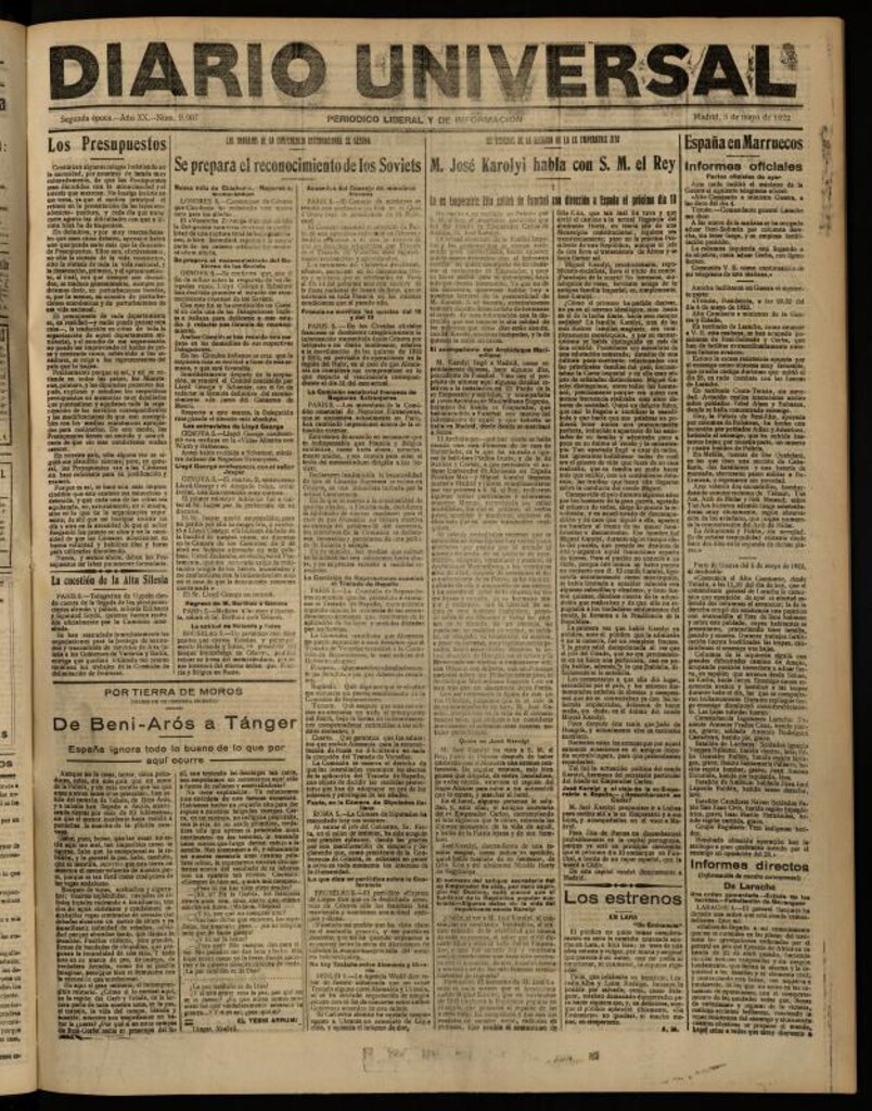 Miniatura de Diario Universal del 5 de mayo de 1922
