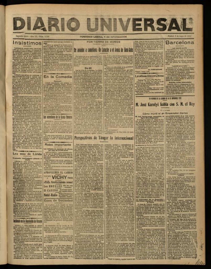 Miniatura de Diario Universal del 6 de mayo de 1922