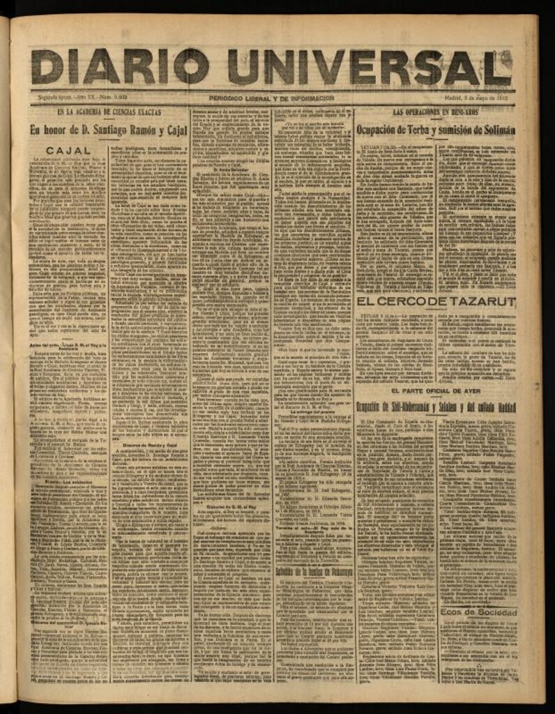 Miniatura de Diario Universal del 8 de mayo de 1922