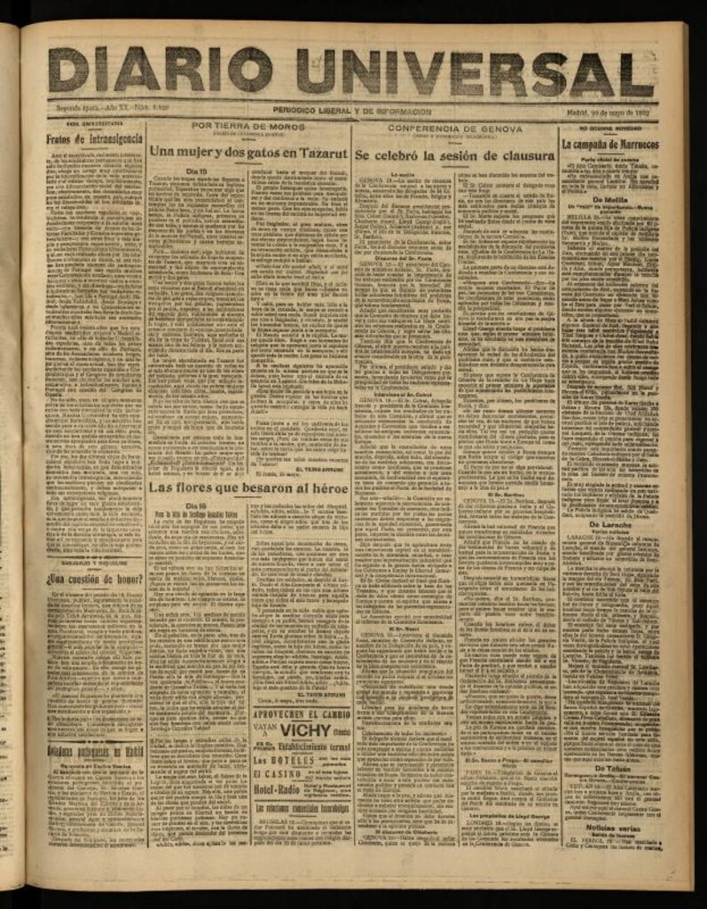 Miniatura de Diario Universal del 20 de mayo de 1922