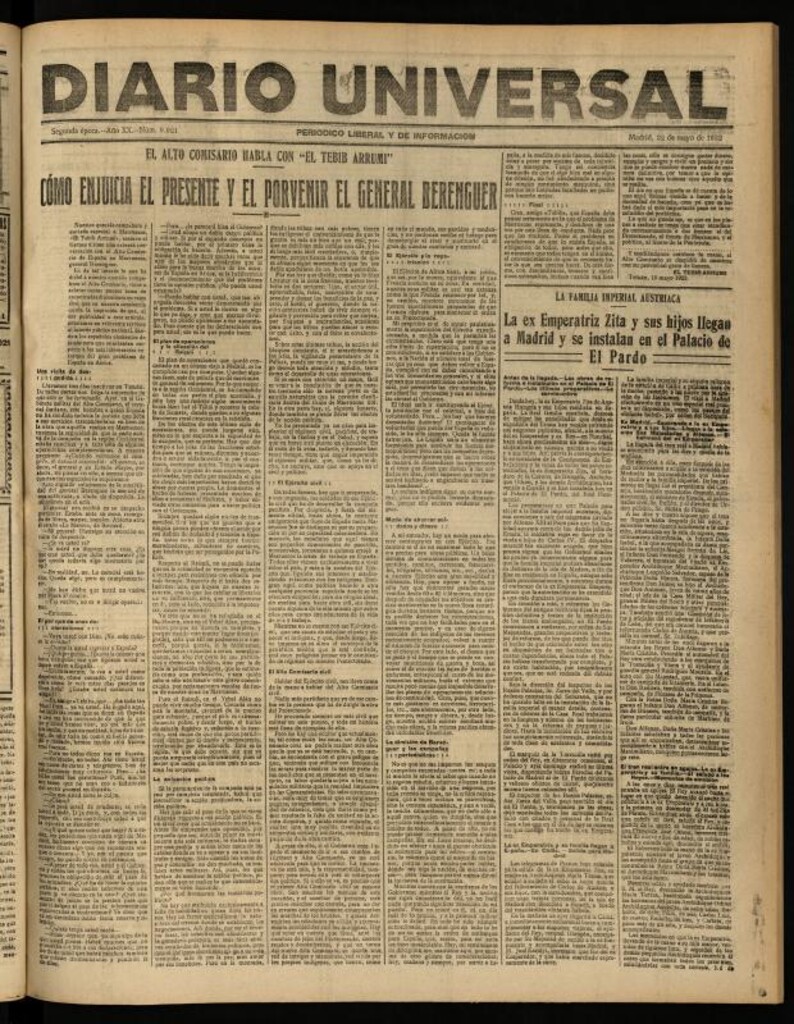 Miniatura de Diario Universal del 22 de mayo de 1922