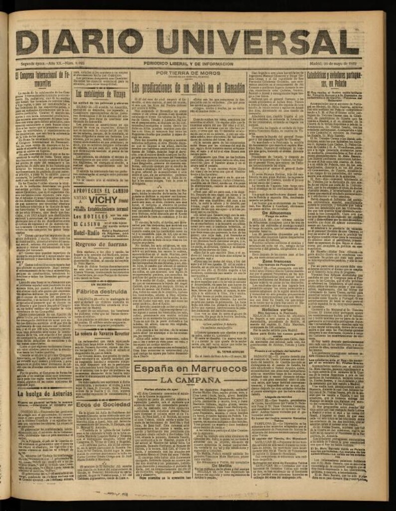 Miniatura de Diario Universal del 23 de mayo de 1922
