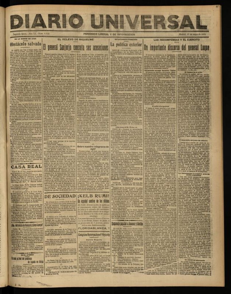 Miniatura de Diario Universal del 27 de mayo de 1922