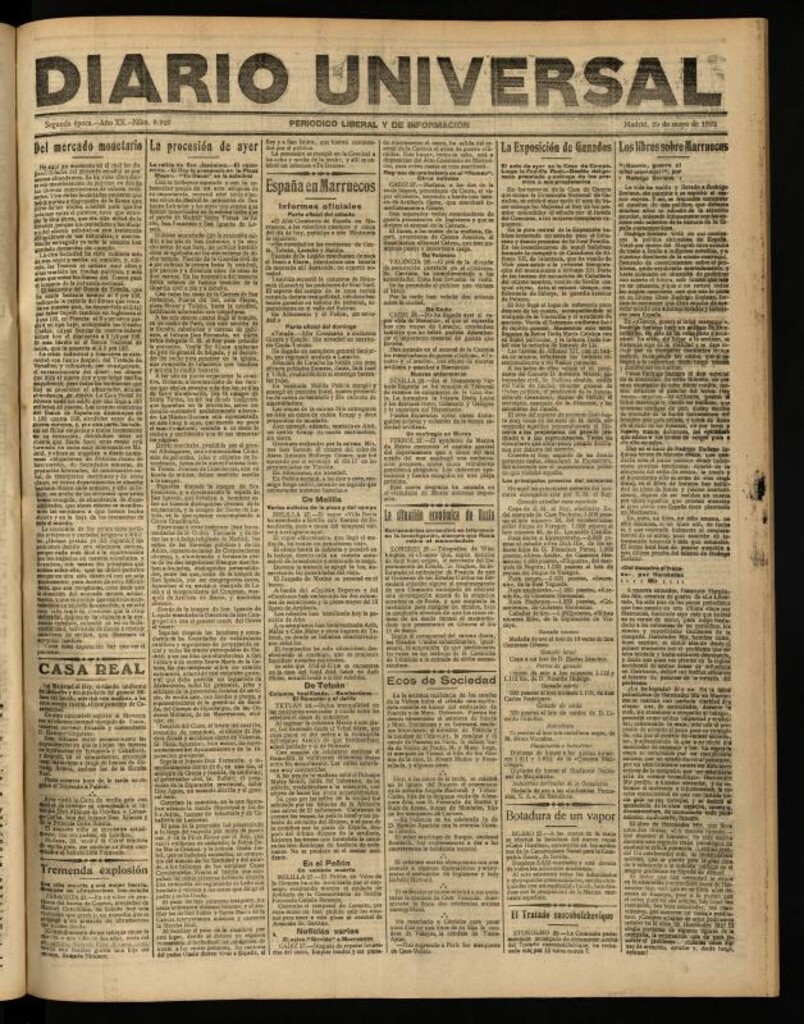 Miniatura de Diario Universal del 29 de mayo de 1922