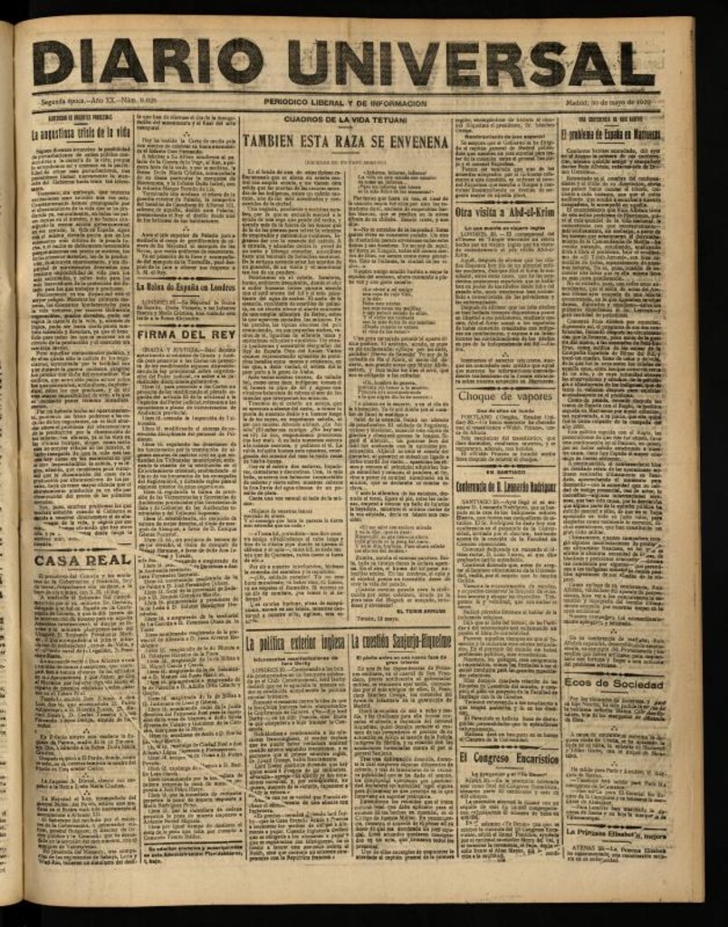 Miniatura de Diario Universal del 30 de mayo de 1922