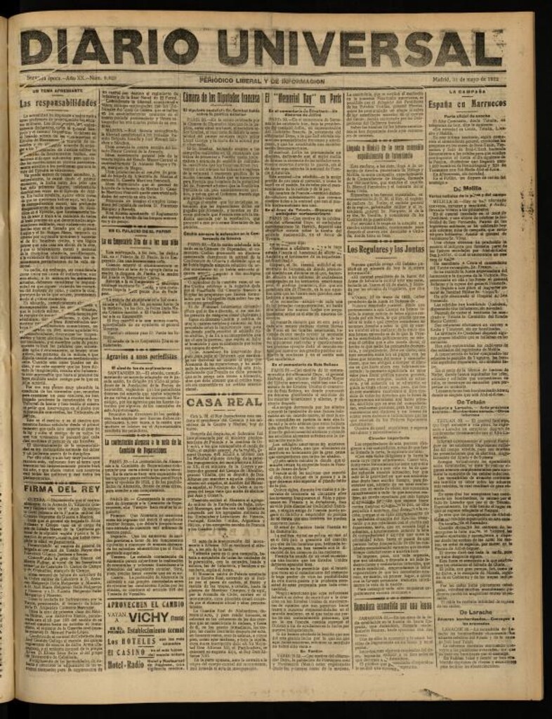 Miniatura de Diario Universal del 31 de mayo de 1922