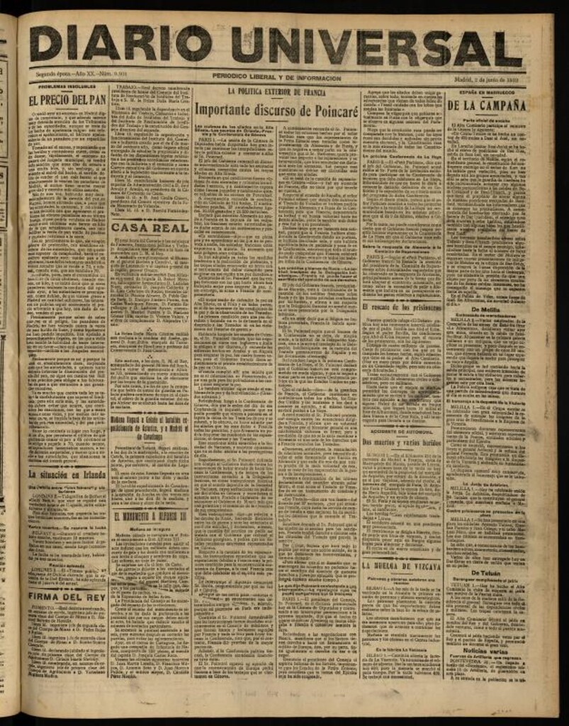 Miniatura de Diario Universal del 2 de junio de 1922