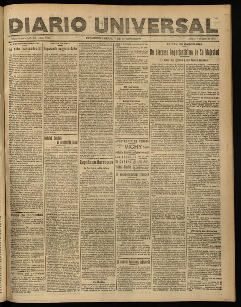 Miniatura de Diario Universal del 8 de junio de 1922