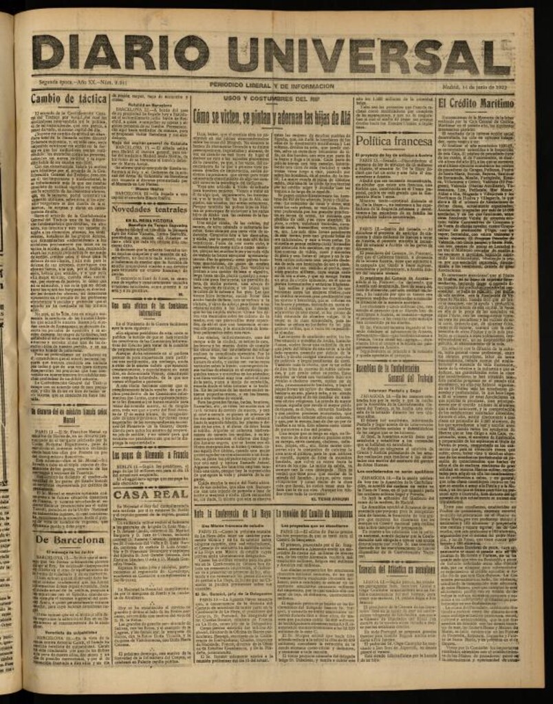 Miniatura de Diario Universal del 14 de junio de 1922