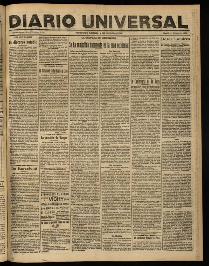 Miniatura de Diario Universal del 20 de junio de 1922