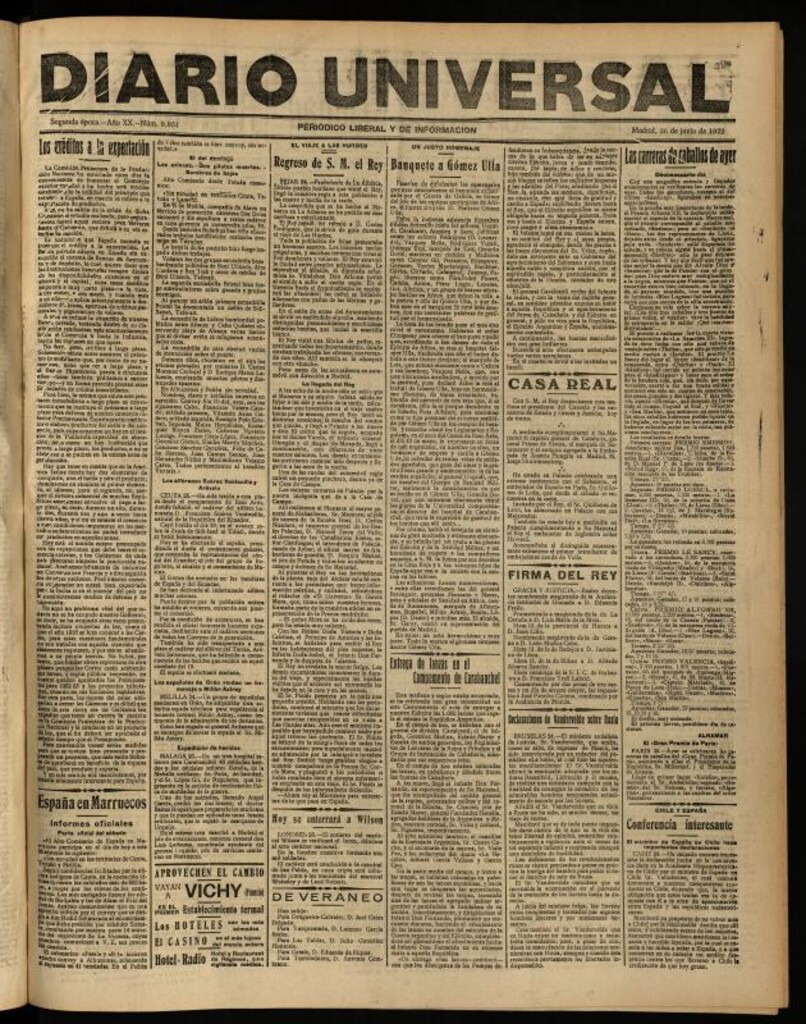 Miniatura de Diario Universal del 26 de junio de 1922