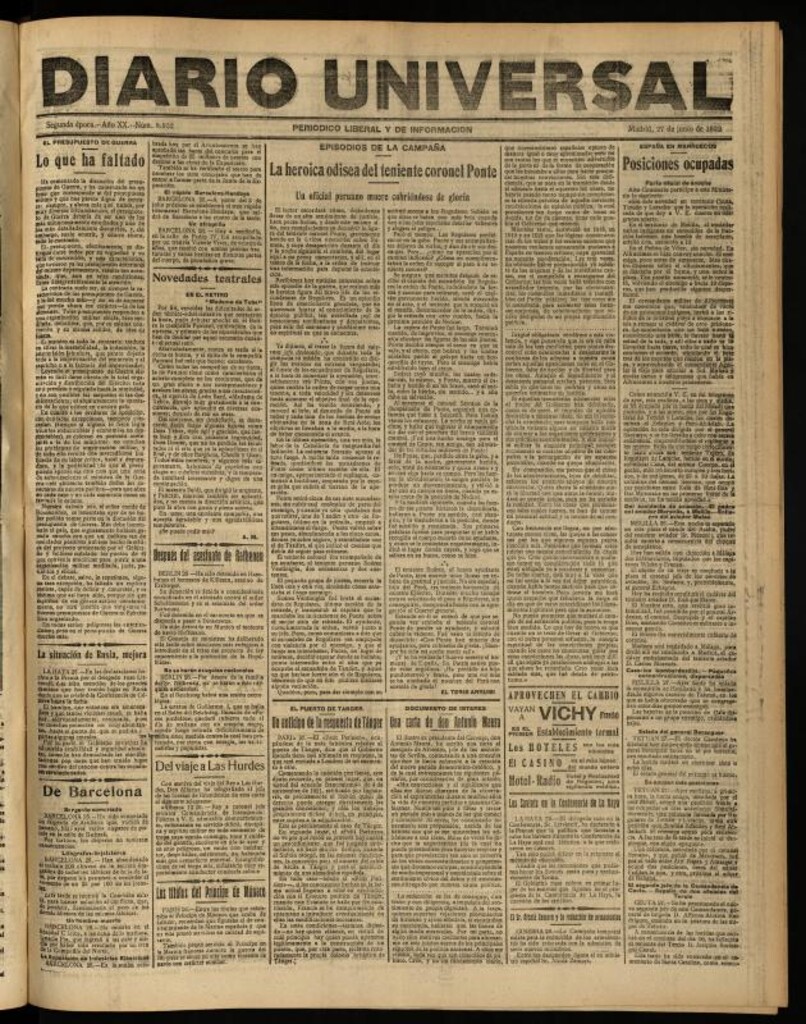 Miniatura de Diario Universal del 27 de junio de 1922