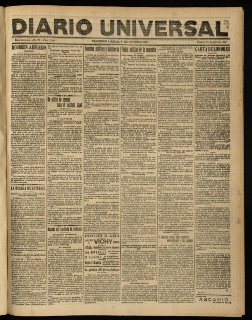 Miniatura de Diario Universal del 28 de junio de 1922