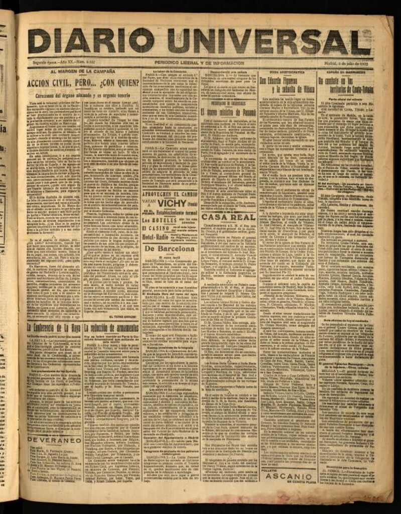 Miniatura de Diario Universal del 3 de julio de 1922