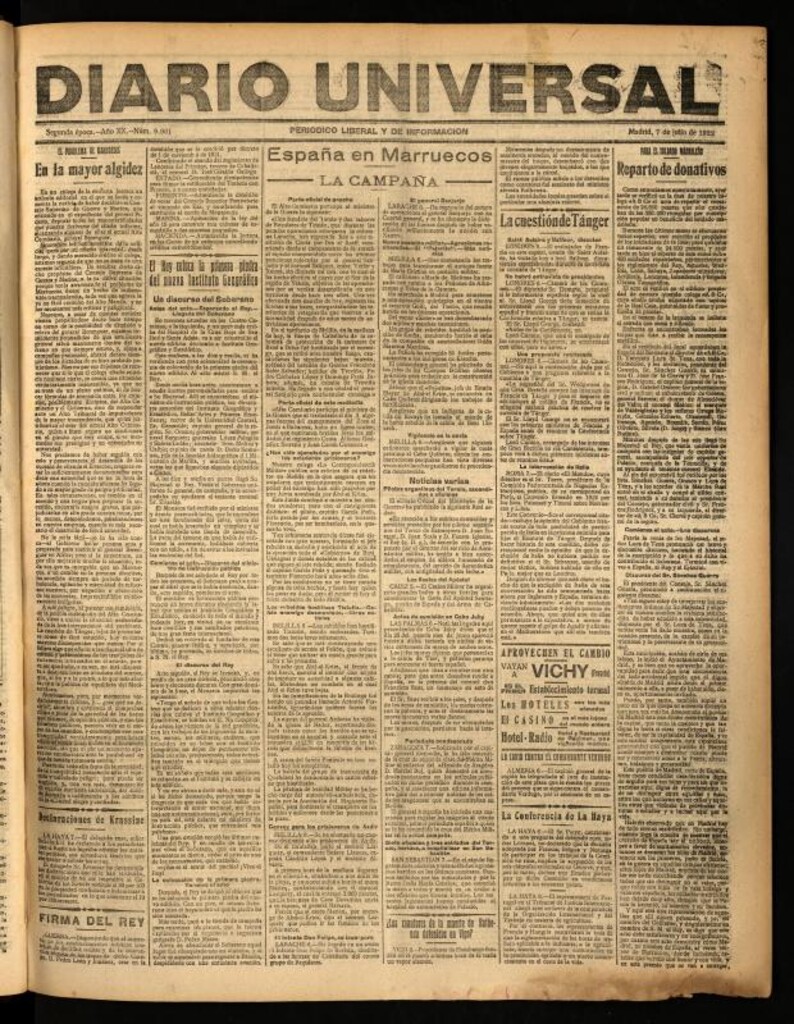 Miniatura de Diario Universal del 7 de julio de 1922