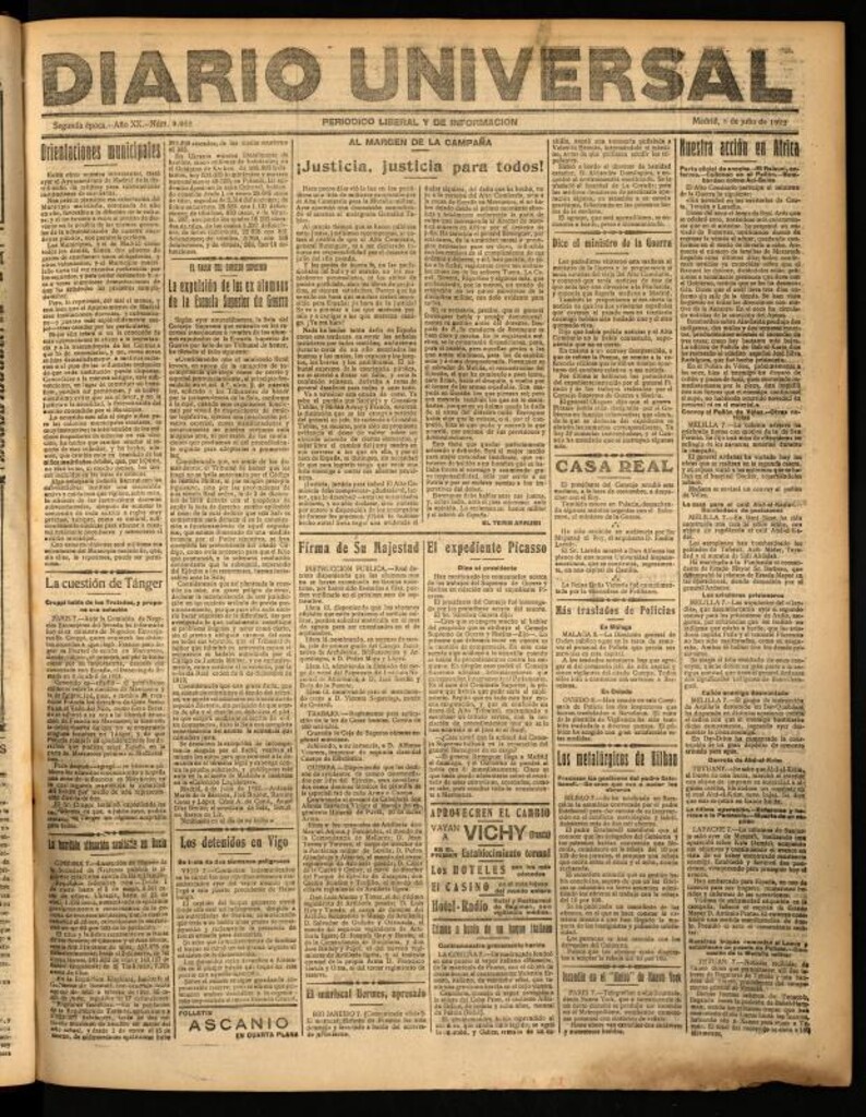 Miniatura de Diario Universal del 8 de julio de 1922