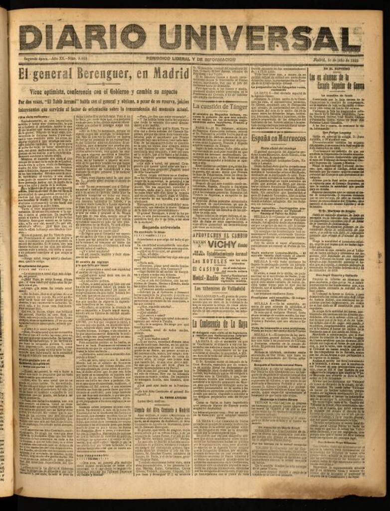 Miniatura de Diario Universal del 10 de julio de 1922
