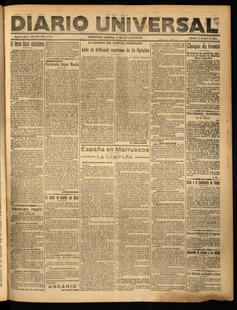 Miniatura de Diario Universal del 11 de julio de 1922
