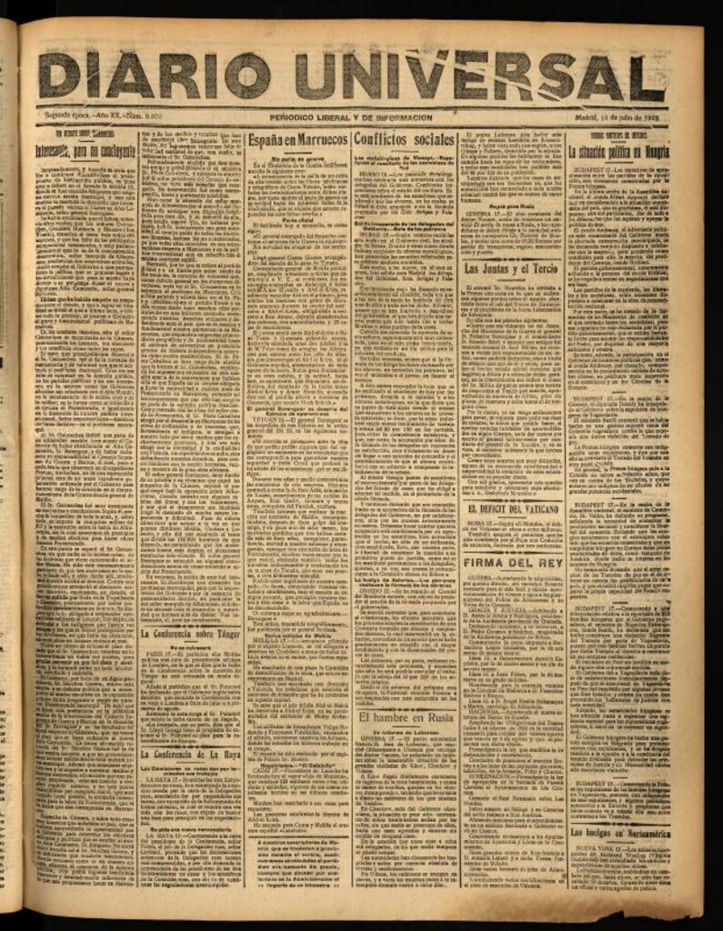 Miniatura de Diario Universal del 18 de julio de 1922