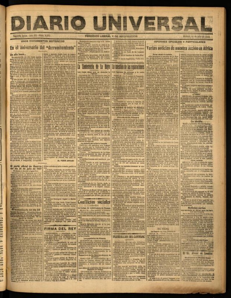 Miniatura de Diario Universal del 22 de julio de 1922