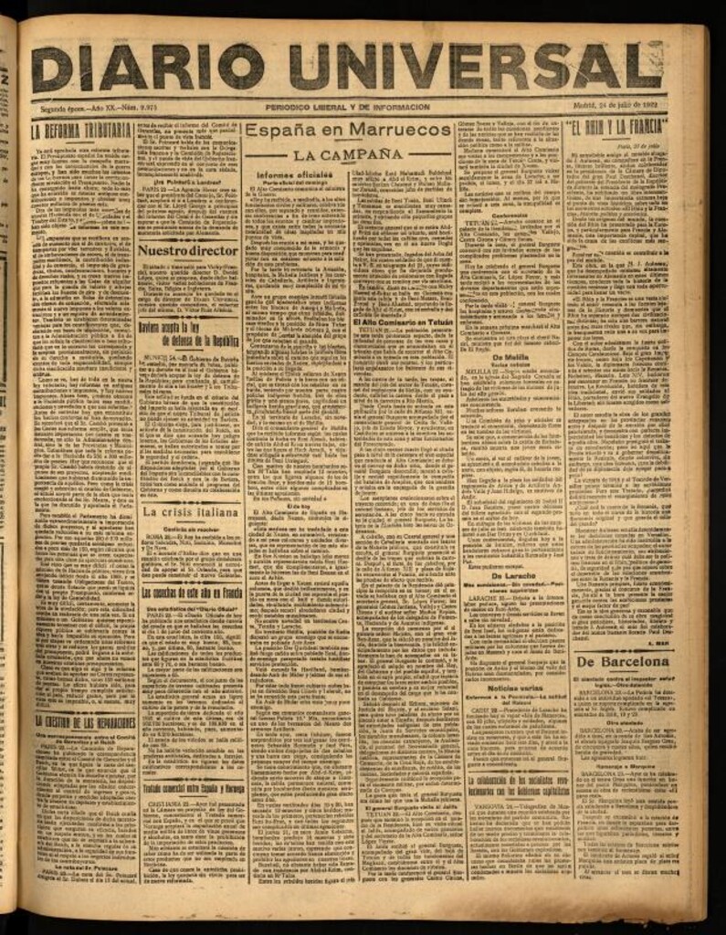 Miniatura de Diario Universal del 24 de julio de 1922