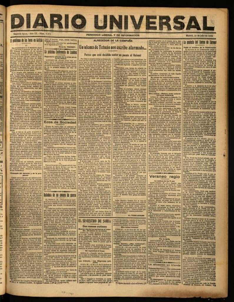 Miniatura de Diario Universal del 28 de julio de 1922