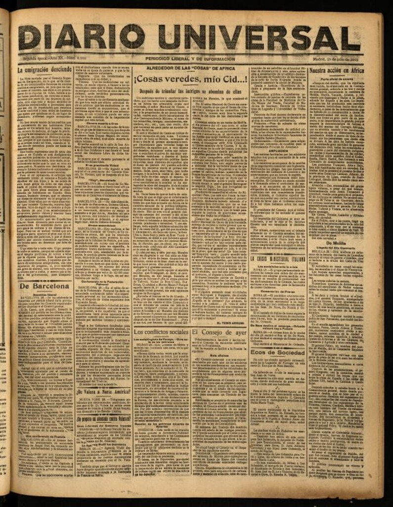 Miniatura de Diario Universal del 29 de julio de 1922