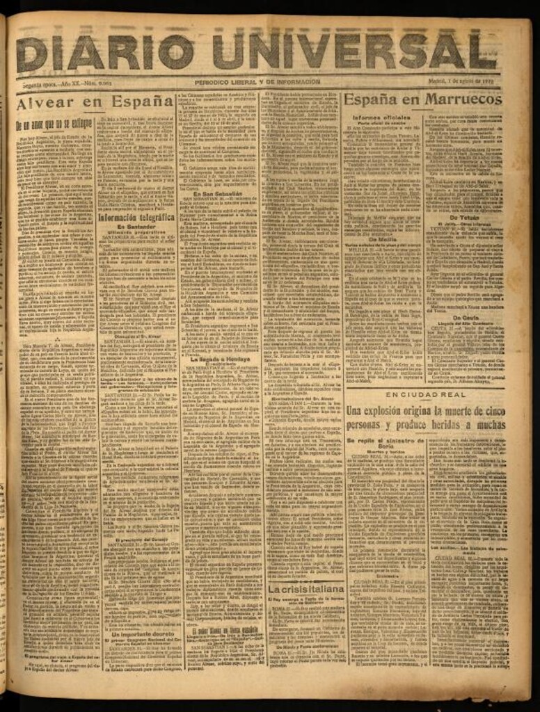 Miniatura de Diario Universal del 1 de agosto de 1922
