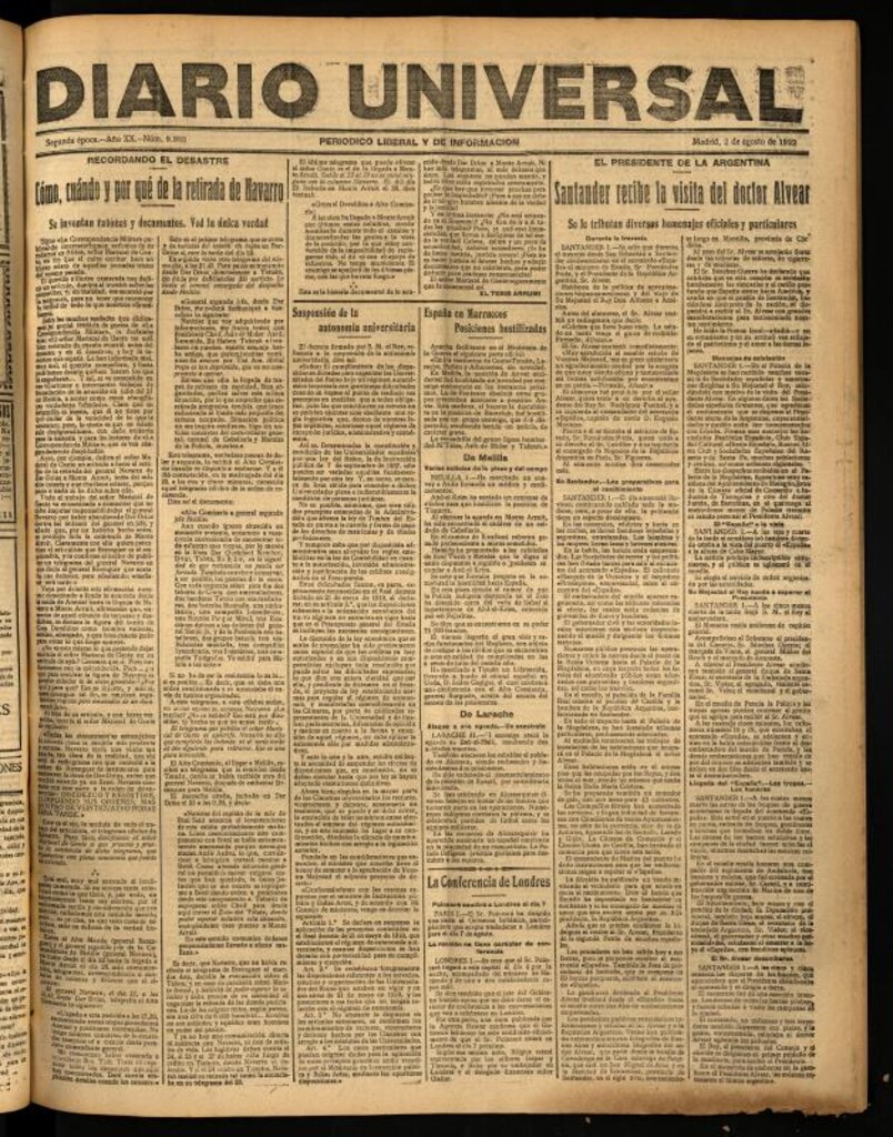 Miniatura de Diario Universal del 2 de agosto de 1922