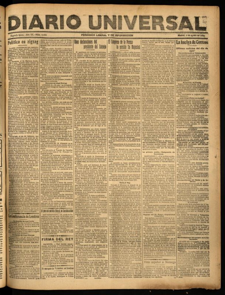 Miniatura de Diario Universal del 8 de agosto de 1922